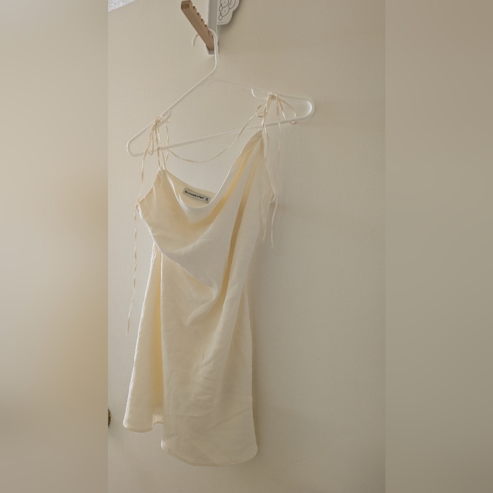 Abercrombie & Fitch Ivory Tie Strap Slip Mini Dress Size Small Petite SP NWT